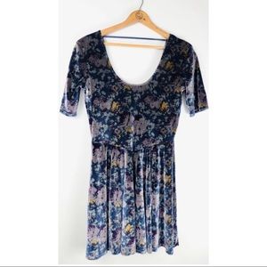 Kimchi Blue Velour Floral  Skater Dress Size Large